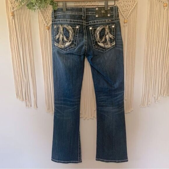 MISS ME Women’s Peace Sign Embellished JY5949BD Bootcut Jeans Size 28 - Picture 2 of 16